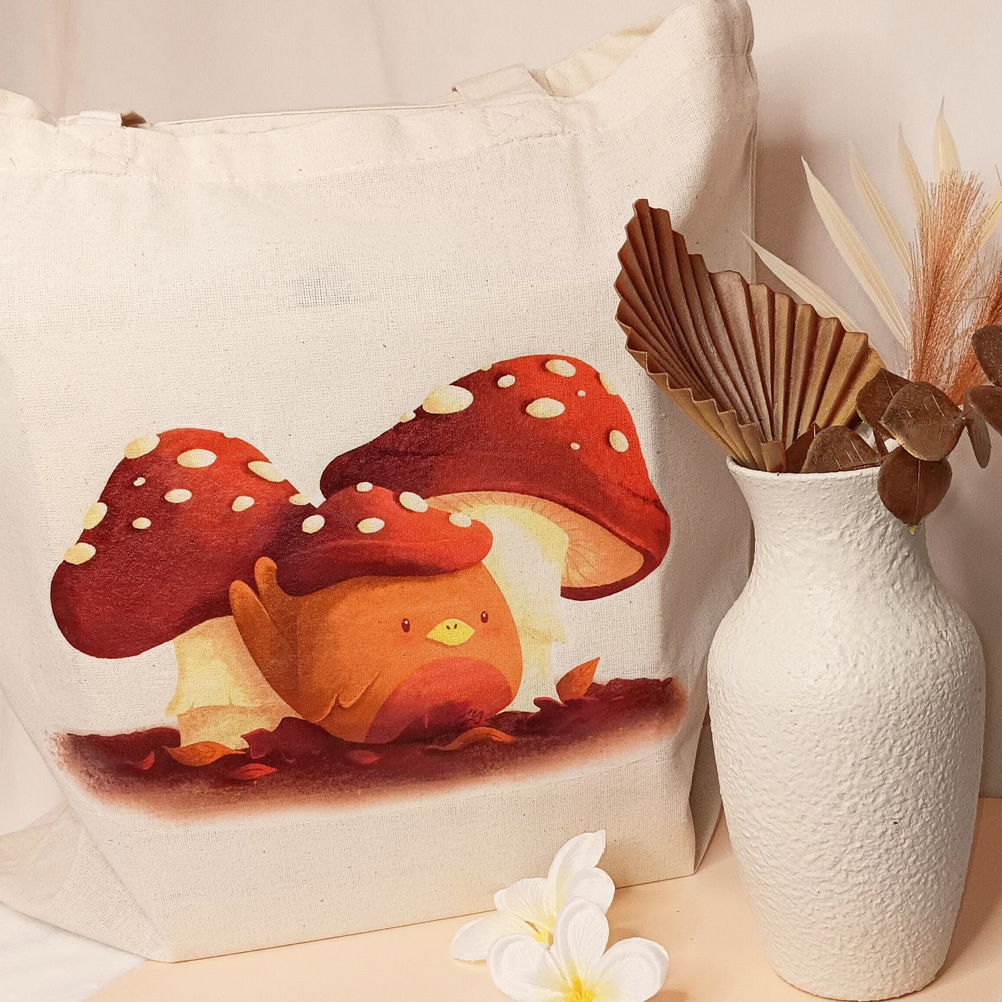 Mushroom Bird Tote Bag