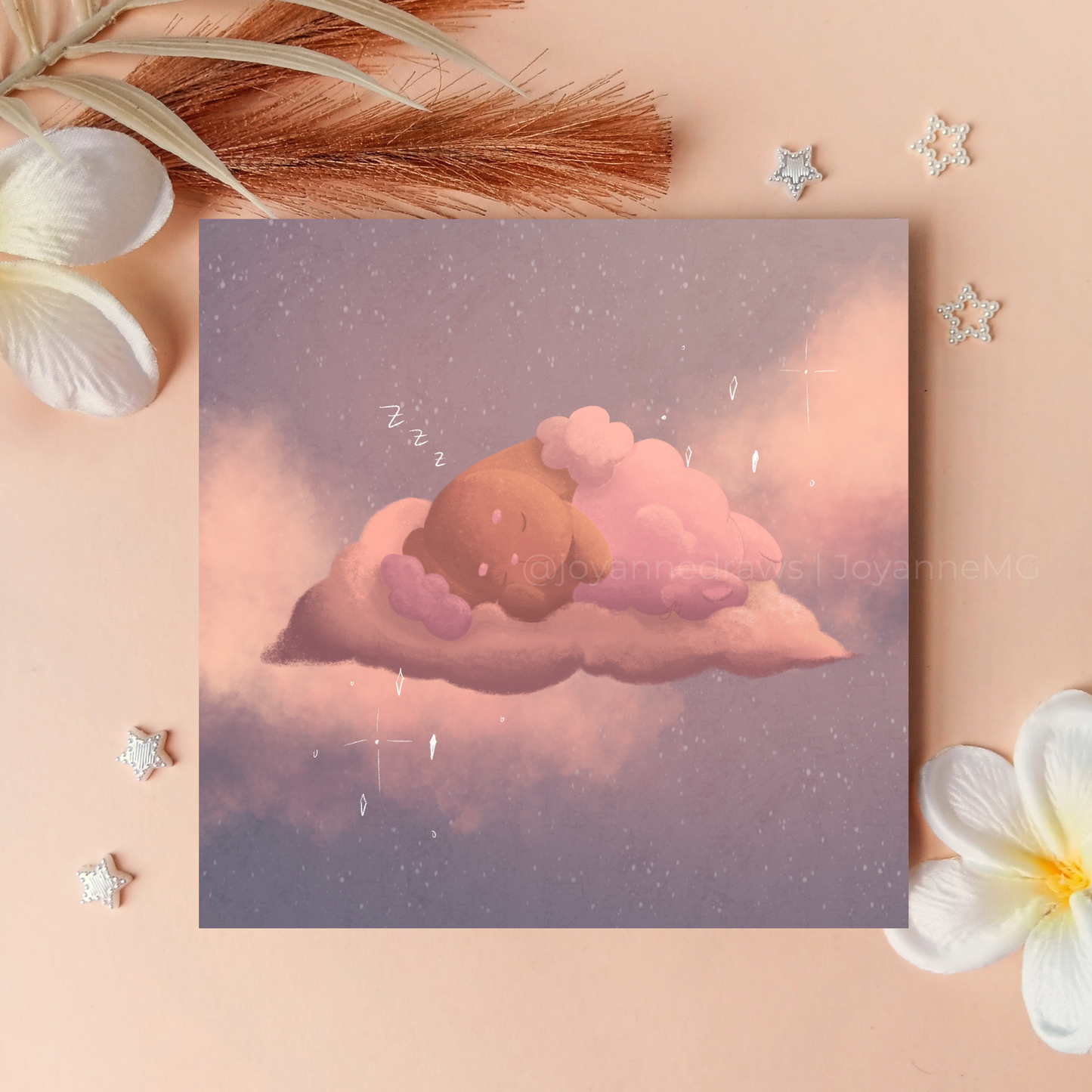 Dreamy Sleepy Bunny Monster Art Print