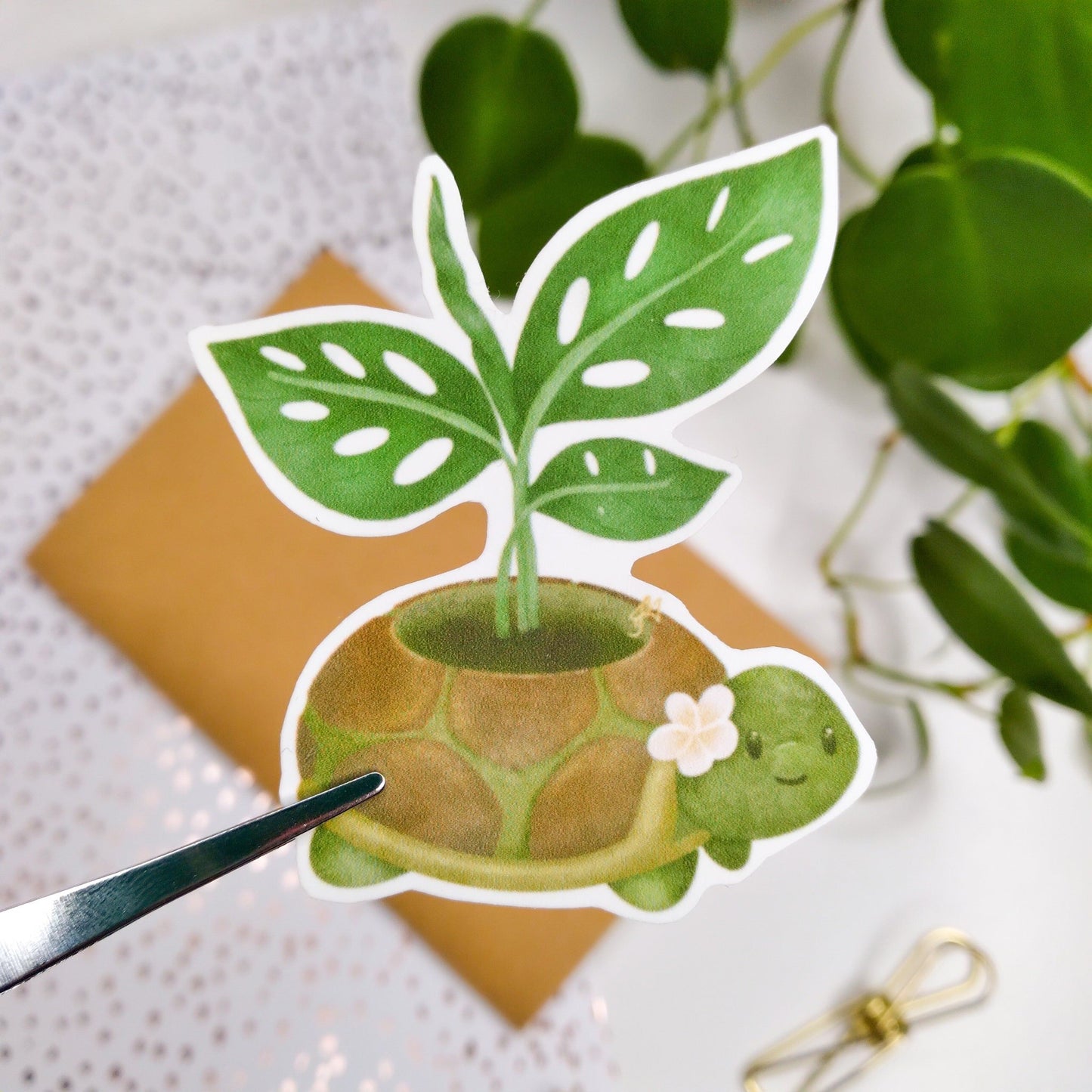 Cute Turtle Planter Vinyl Sticker